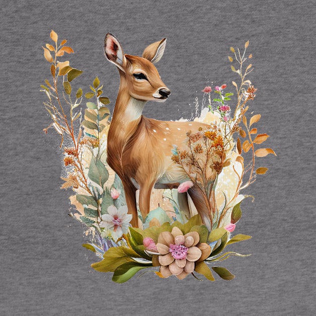 Deer Floral by Mixtgifts